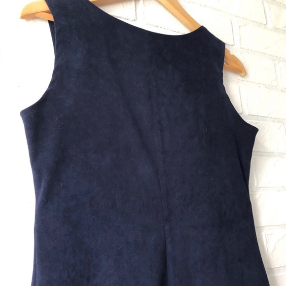 Vintage navy faux suede sleeveless shift dress 10P - Picture 4 of 8